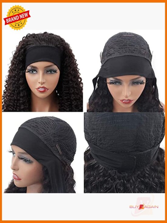 Deep Wave Headband Wig Human Hair 20 Inch Glueless Wear Go 150% Density